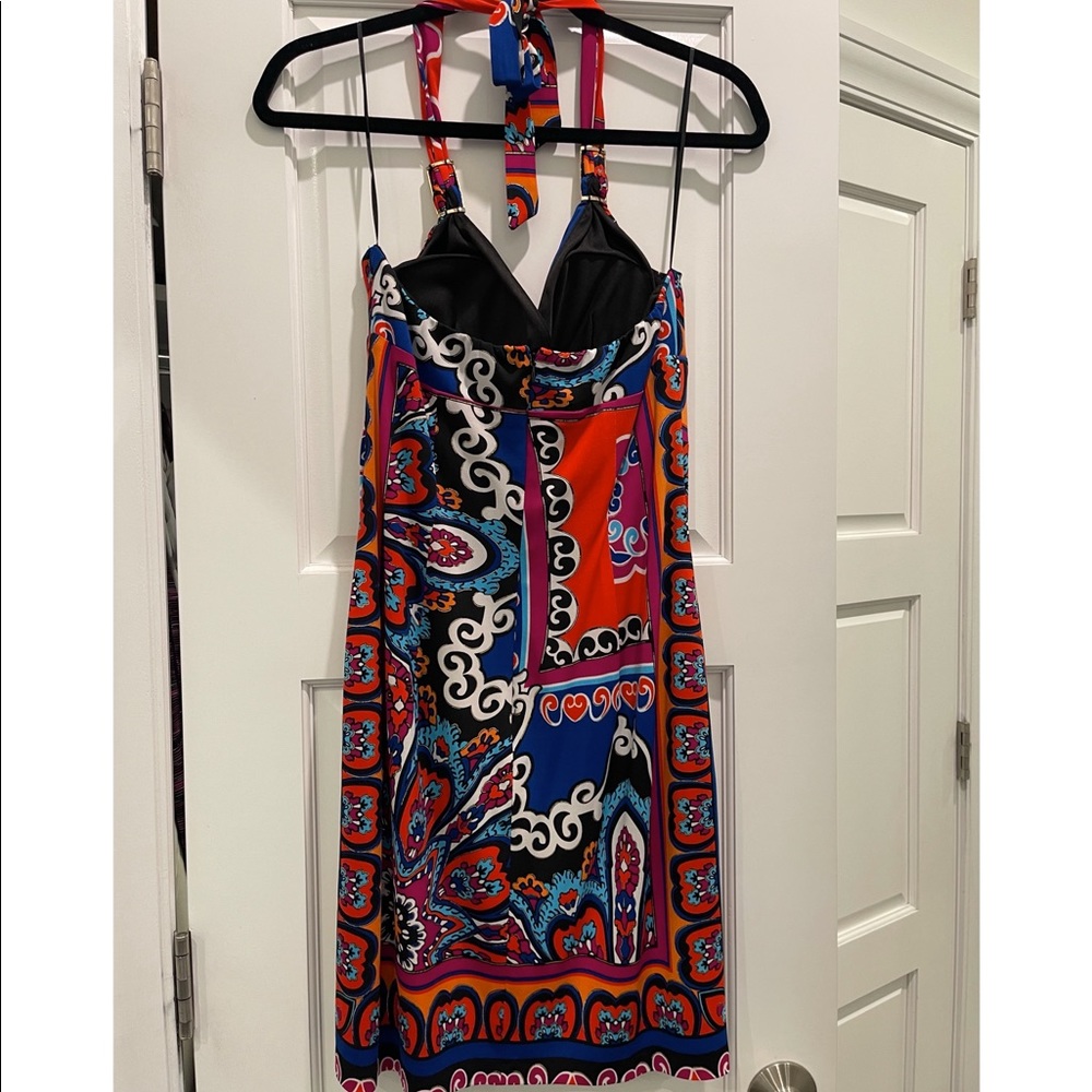 CACHE Brightly Colored Paisley Print Halter Dress. - Picture 2 of 3